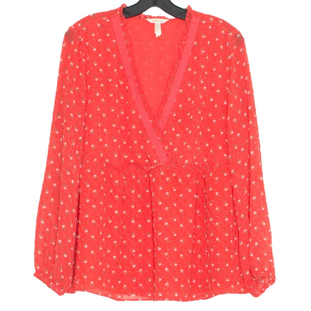 Matilda Jane Top Y2K Boho Cottage Fairy Lolita Surplice Swiss Dot Floral Large